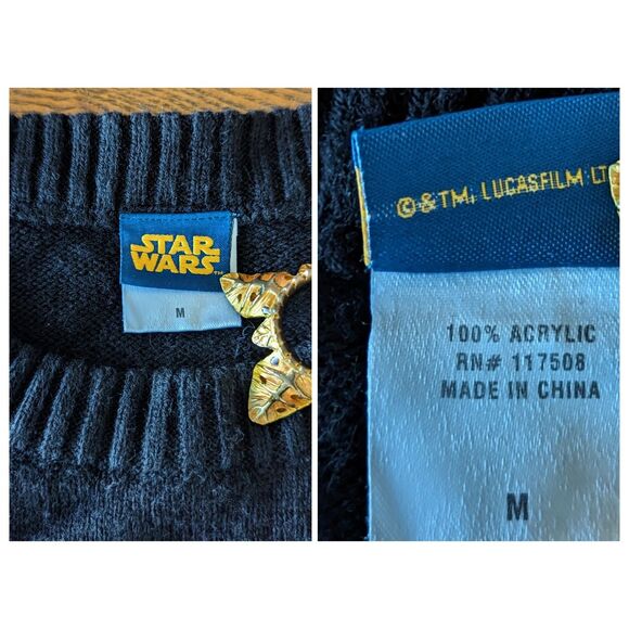 Star Wars womens black & white sweater    Sz M - Picture 8 of 9